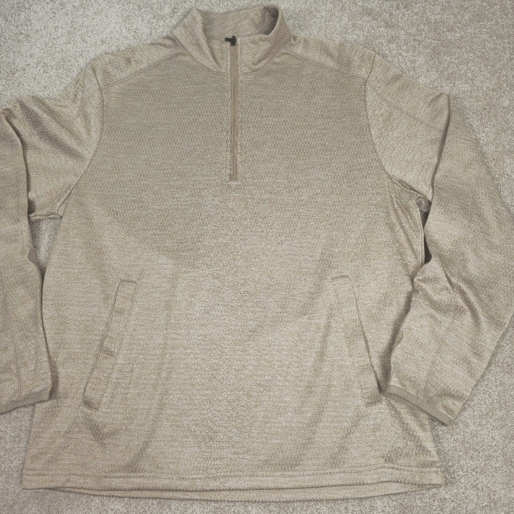 PGA TOUR Khaki Heather‎ Tan 1/4 Zip Performance Pullover  Small